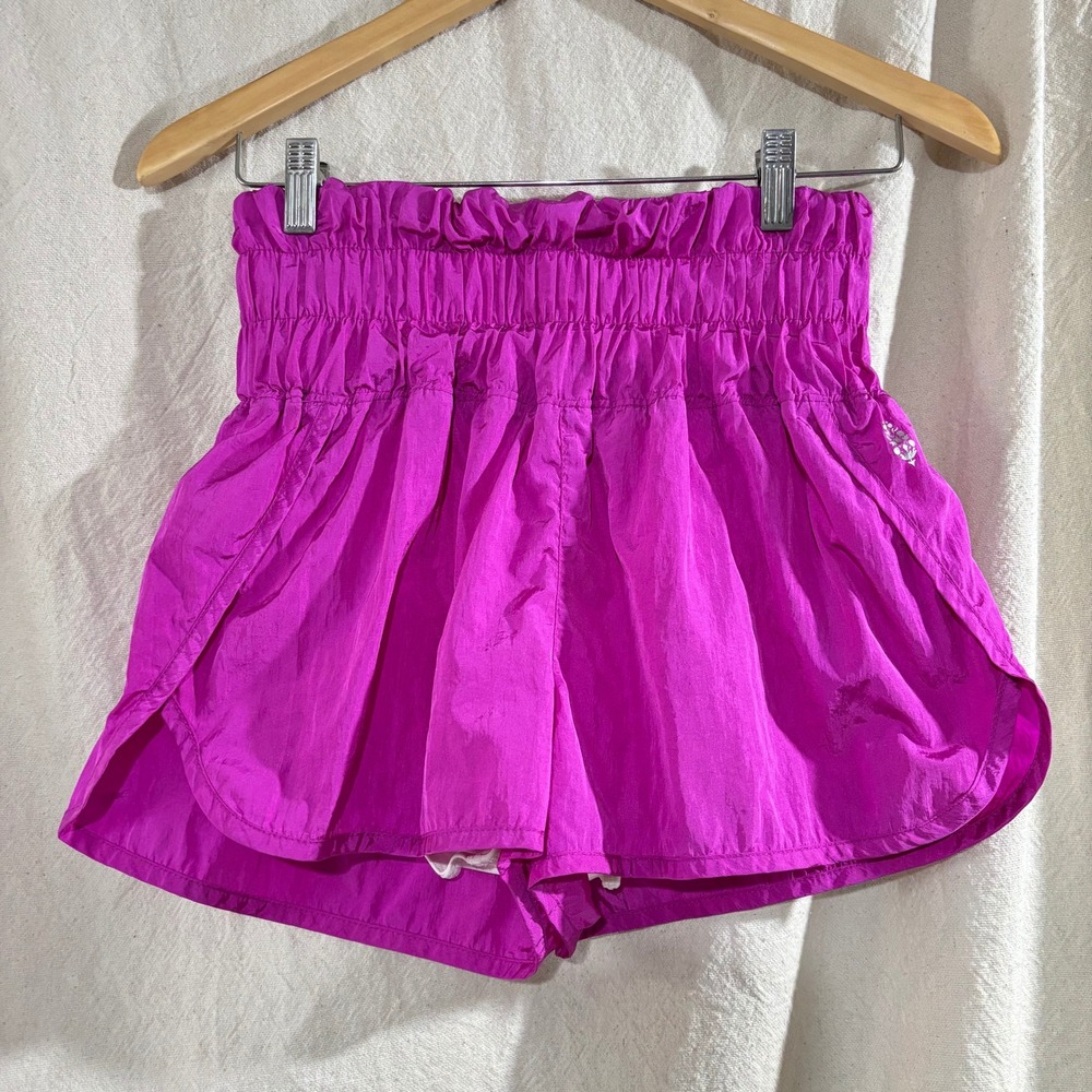 FP Movement Free People The Way Home Shorts Magenta Pink Smocked Waist Small